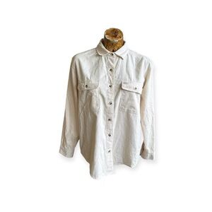 Brixton top cream button-up shirt long sleeve small new relaxed fit